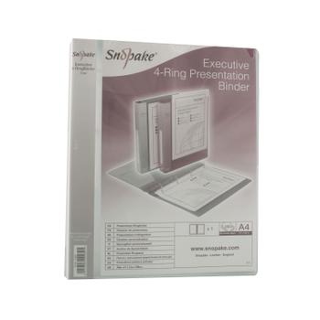 SNOPAKE Executive Presentation Ring Binder Polypropylene 4 D-Ring A4 25mm Rings Clear (Pack 10) - 13386 (13386)