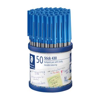 STAEDTLER Stick 430 Ballpoint Pen Medium Blue (Pack of 50) 430-M3 (430M3CP5)