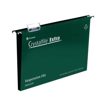 REXEL Crystalfile Extra Foolscap Suspension File Polypropylene 50mm Green (Pack 25) 3000112 DD (3000112)