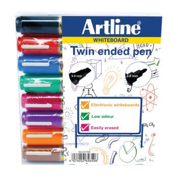 ARTLINE 2-in-1 Whiteboard Marker Bullet/ Chisel Tip Assorted (Pack of 8) EK525TA (EK525TA)