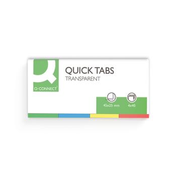 Q-CONNECT Quick Tabs 25x45mm 40 Tabs 4 Pads Clear/ Assorted (Pack of 160) KF01225 (KF01225)