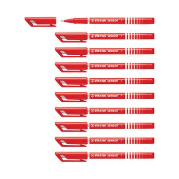 STABILO Sensor F-tip Fineliner Pen Red (Pack of 10) 189/40 (189/40)