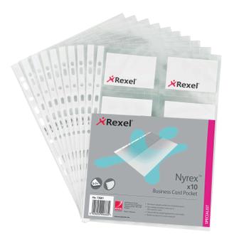 REXEL Nyrex Business Card Pocket Polypropylene A4 90 Micron Clear (Pack 10) 13681 (13681)