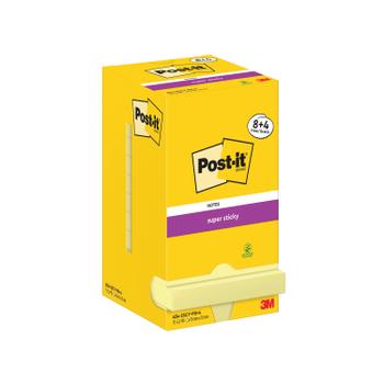 POST-IT Super Sticky 76x76mm 90 Sheets Canary Yellow (Pack of 12) 654-SSCY-P8+4 (654-SSCY-P8+4)