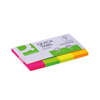 Q-CONNECT Quick Tabs 20x50mm 50 Tabs 4 Pads Neon (Pack of 200) KF01226 (KF01226)