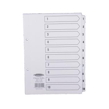 CONCORD Reinforced Index 1-10 A5 White Board Mylar Tabs 07101/ CS71 (07101/CS71)