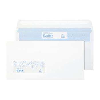 EVOLVE DL Envelope Recycled Window Wallet Self Seal 90gsm White (Pack of 1000) RD7884 (RD7884)