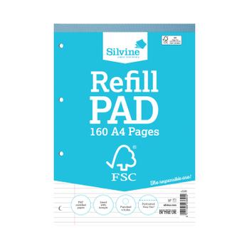 SILVINE A4 Refill Pad FSC Ruled 160 Pages Blue (Pack 5) - FSCRP80 (FSCRP80)