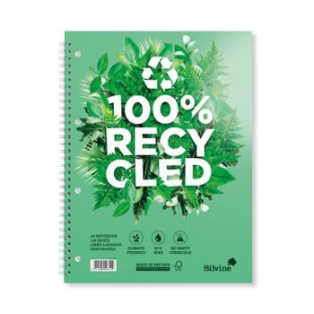 SILVINE Premium Recycled A4+ Wirebound Card Cover Notebook Ruled 120 Pages Green (Pack 5) - R102 (R102)