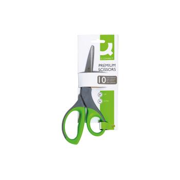 Q-CONNECT Premium Ergonomic Scissors 210mm Stainless Steel Blades Green/ Grey Handle KF03987 (KF03987)