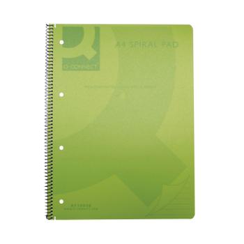 Q-CONNECT Spiral Bound Polypropylene Notebook 160 Pages A4 Green (Pack of 5) KF10036 (KF10036)