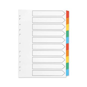 Q-CONNECT 10-Part Index Multi-punched Reinforced Board Multi-Colour Blank Tabs A4 White KF01526 (KF01526)