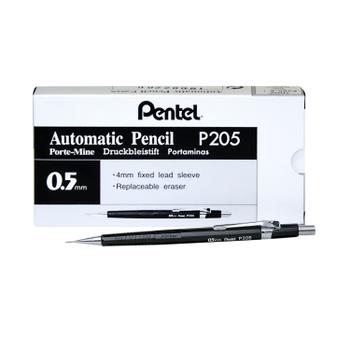 PENTEL P205 Mechanical Pencil HB 0.5mm Lead Black Barrel (Pack 12) (P205)