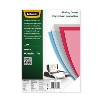 FELLOWES Clear PET Binding Cover 150 micron A4 (Pack 100) 5384501 (5384501)
