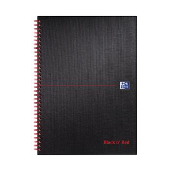 Black N Red A4 Wirebound Hard Cover Notebook Ruled 140 Pages Matt Black/Red (Pack 5) - 100080173 (100080173)