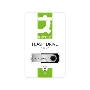 Q-CONNECT USB 2.0 Swivel 4GB Flash Drive Silver/ Black KF41511 (KF41511)