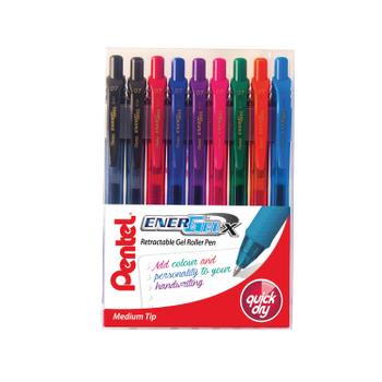 PENTEL EnerGel Retractable Pen Medium Assorted 9 Pack YBL107/ 9-MIX (YBL107/9-M)