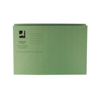 Q-CONNECT Square Cut Folder Mediumweight 250gsm Foolscap Green (Pack of 100) KF01189 (KF01189)