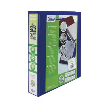ELBA Panorama Presentation Ring Binder Polypropylene 4 D-Ring A4 40mm Rings Blue (Pack 6) - 400008418 (400008418)