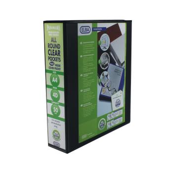 ELBA Panorama 50mm 4 D-Ring Pres Binder A4 Black (Pack of 4) 400008430 (400008430)