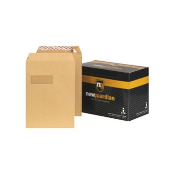 NEW GUARDIAN Pocket Envelope C4 Peel and Seal Power-Tac Easy Open Window 130gsm Manilla (Pack 250) - F24203 (F24203)