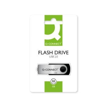 Q-CONNECT USB 2.0 Swivel 32GB Flash Drive Silver/ Black KF76970 (KF76970)