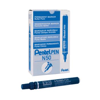 PENTEL N50 Permanent Marker Bullet Tip 2.2mm Line Blue (Pack 12) - N50-C (N50-C)