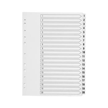 Q-CONNECT 1-20 Index Multi-punched Polypropylene White A4 KF01356 (KF01356)