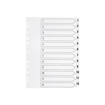Q-CONNECT 1-12 Index Multi-Punched Reinforced Board Clear Tab A4 WhiteKF01529 (KF01529)