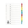 Q-CONNECT 1-10 Index Multi-punched Reinforced Board Multi-Colour Numbered Tabs A4 White KF01519