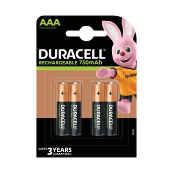 DURACELL Stay Charged Rechargeable AAA NiMH 750mAh Batteries (Pack of 4) 81364750 (81364750)