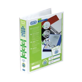 ELBA Panorama Presentation Ring Binder Polypropylene 4 D-Ring A4 40mm Rings White (Pack 6) - 400008419 (400008419)