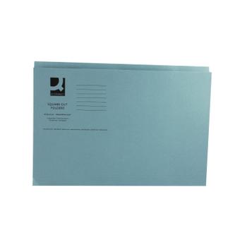 Q-CONNECT Square Cut Folder Mediumweight 250gsm Foolscap Blue (Pack of 100) KF01191 (KF01191)