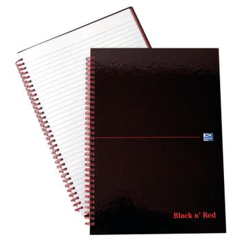 Black N Red A4 Wirebound Hard Cover Notebook Ruled 140 Pages Black/Red (Pack 5) - 100103711 (100103711)