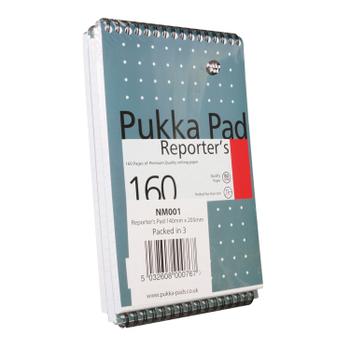 PUKKA PAD Wirebound Metallic Reporter's Shorthand Notebook 160 Pages 205x140mm (Pack of 3) NM001 (NM001)