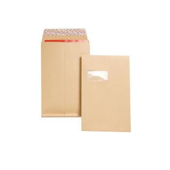 NEW GUARDIAN Pocket Gusset Envelope C4 Peel and Seal Window Power-Tac 25mm Gusset 130gsm Manilla (Pack 100) - J27366 (J27366)
