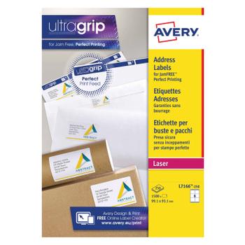 AVERY Laser Parcel Label 99x93mm 6 Per A4 Sheet White (Pack 1500 Labels) L7166-250 (L7166-250)