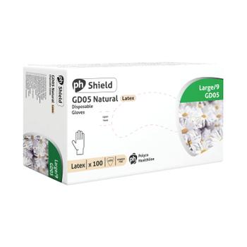 SHIELD Powder-Free Latex Gloves Large Natural (Pack of 100) GD05 (GD05 - L)
