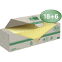 POST-IT Gerecyclede zelfklevende memoblaadjes 76 x 76 mm Kanariegeel 100 vellen Voordeelverpakking 18 + 6 gratis (654-RYP24)