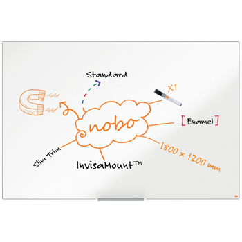 NOBO Impression Pro whiteboard 1915399 wandmontage magnetisch email 180 x 120 cm smal frame (1915399)