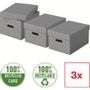 ESSELTE Home Opbergdoos 628283 Middelgrot 100% Gerecycled Karton Grijs 265 x 365 x 205 mm 3 Stuks (628283)