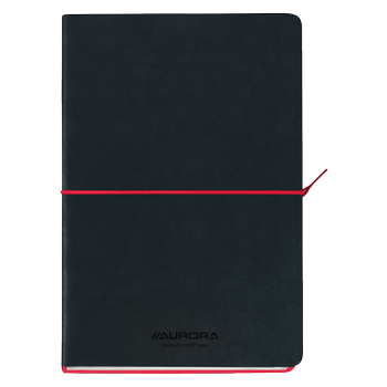 AURORA Tesoro Notebooks Notitieboek A5 Gelinieerd Gebonden Zijgebonden Papier Zachte kaft Zwart met rode elastiek Niet geperforeerd 192 pagina's (2396TESR)