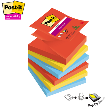 POST-IT Sticky Notes Playful 76 x 76 mm Kleurenassortiment 90 Vellen Pak van 6 (7100258797)