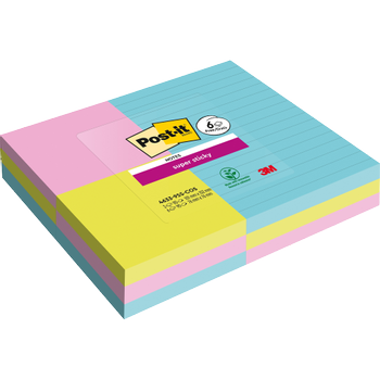 POST-IT Cosmic Collection Super Sticky Notes Rechthoekig Gelinieerd Kleureassortiment 4633-9SS-COS 3 Blokken 101 x 152 mm + 6 Blokken 76 x 76 mm GRATIS (7100259572)