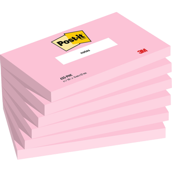 POST-IT Post-it Notes Gekleurde memoblaadjes 127 x 76 mm Blanco Roze 655-PNK 100 6 Stuks à 100 Vellen (7100259212)