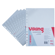 VIKING Showtassen A4 Generfd Transparant 80 micron PP (Polypropeen) Boven 11 Gaten 50 Stuks