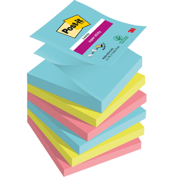 POST-IT Cosmic Super Sticky Z-Notes 76 x 76 mm Kleurenassortiment Vierkant Blanco 6 blokken à 90 Vellen (R330-6SS-MIA)