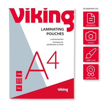 VIKING Lamineerhoezen A4 Mat 125 (2 x 125 micron) Transparant 100 Stuks (3385577)