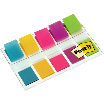 POST-IT 6835-5CB Indexen Kleurenassortiment Blanco Speciaal 1,19 x 4,32 cm 70 g/m² 5 Stuks à 20 Strips (683-5 CB)
