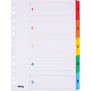 VIKING Mylar 1 tot 5 Numerieke tabbladen A4 Kleurenassortiment 5 tabs Karton 11 Gaten